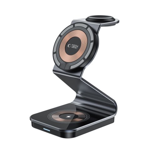 Ładowarka indukcyjna 3w1 z MagSafe na smartfon Apple Watch AirPods - czarna