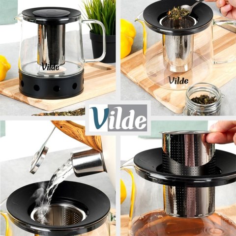 DZBANEK SZKLANY ZAPARZACZ Z SITKIEM I PODGRZEWACZEM 1,5L 259724