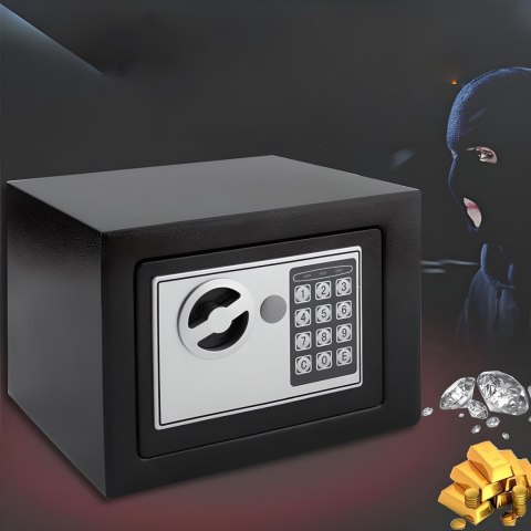 Sejf elektroniczny na klucz kod do domu biura STAL 23 x 17 x 17 cm