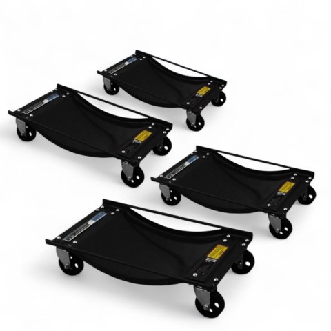 Wózki Manewrowe 450 kg 4 Sztuki Czarne Rolki Transportowe do Samochodów