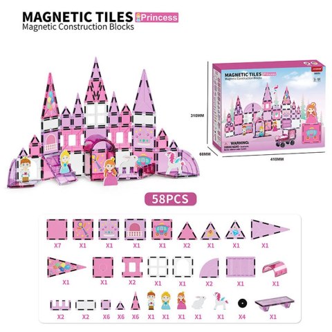 Zestaw Klocków Magnetycznych Różowa Księżniczka 58el.