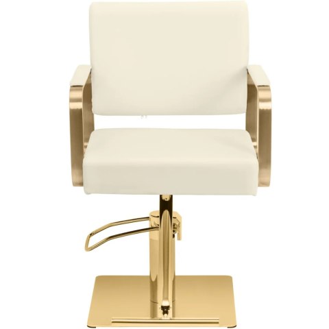 Fotel fryzjerski barberski kosmetyczny z podnóżkiem Physa OTLEY - kremowo złoty
