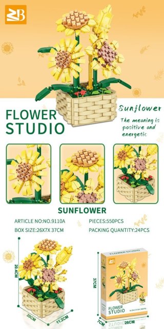 Zestaw Klocków Kwiaty Słoneczniki 550el.