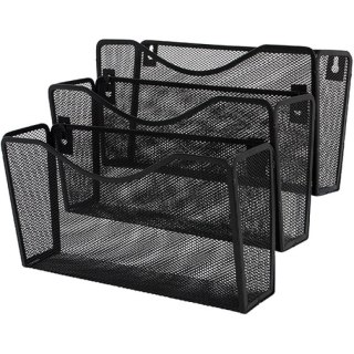 Zestaw 3 półek na dokumenty Q-Connect naścienny metalowy czarny