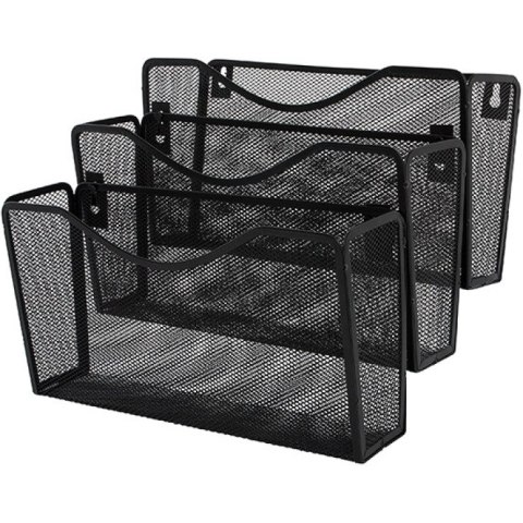 Zestaw 3 półek na dokumenty Q-Connect naścienny metalowy czarny