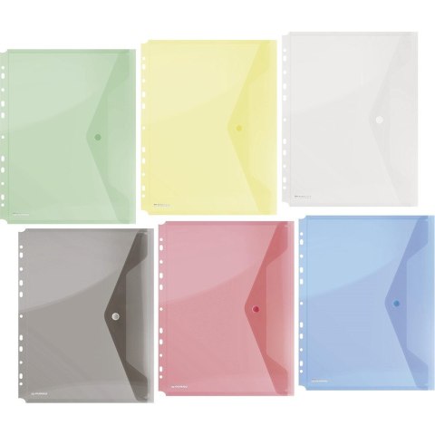 TECZKA KOPERTOWA DONAU PP A4 Z ZATRZASKIEM I EUROPERFORACJĽ CZERWONA TRANSPARENTNA