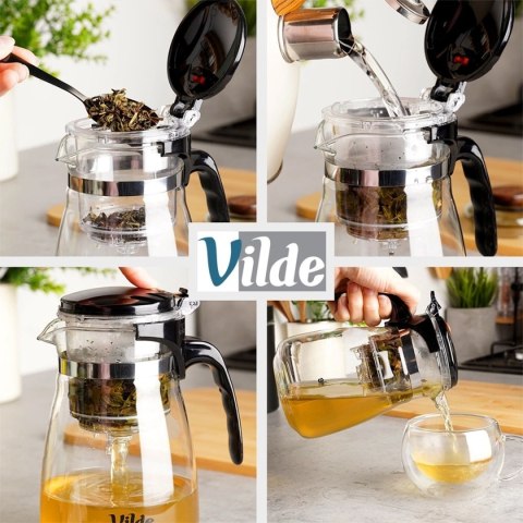 DZBANEK SZKLANY 1150ml Z ZAPARZACZEM SPUSTOWYM DO HERBATY ZIÓŁ 259417