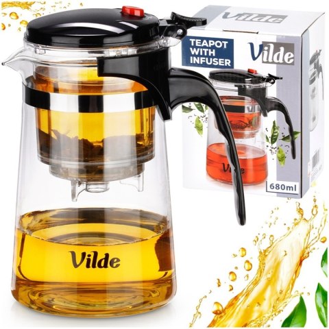 DZBANEK SZKLANY 680ml Z ZAPARZACZEM SPUSTOWYM DO HERBATY ZIÓŁ 259415