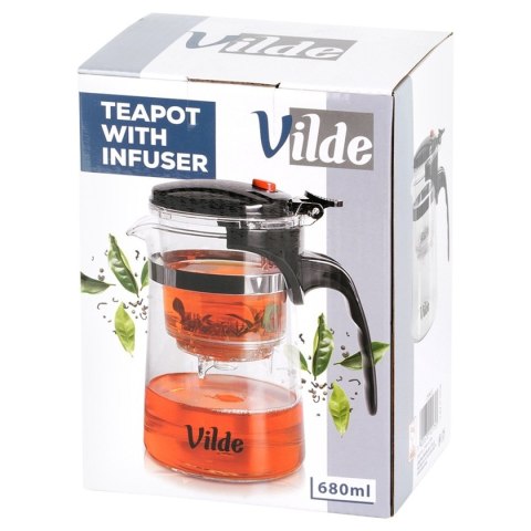 DZBANEK SZKLANY 680ml Z ZAPARZACZEM SPUSTOWYM DO HERBATY ZIÓŁ 259415