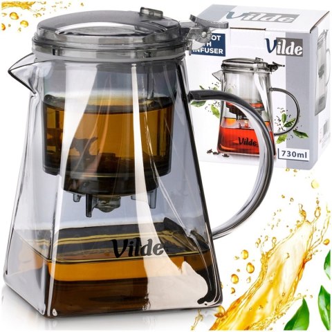 DZBANEK SZKLANY 730ml Z ZAPARZACZEM SPUSTOWYM DO HERBATY ZIÓŁ 259423