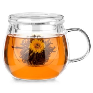 KUBEK SZKLANY 400ml Z ZAPARZACZEM I POKRYWĄ 139815