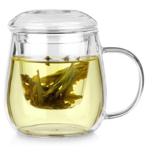 KUBEK SZKLANY 400ml Z ZAPARZACZEM I POKRYWĄ 139816
