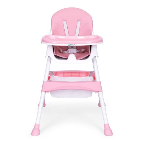 Fotelik krzesełko do karmienia dzieci tacka kosz 5-punktowe pasy różowy ECOTOYS