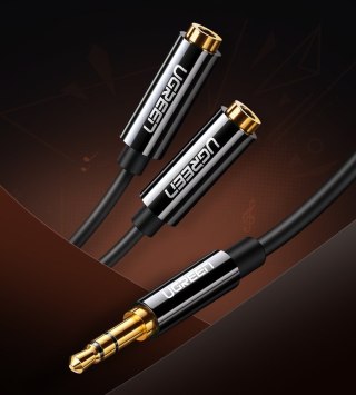 Rozdzielacz kabla słuchawkowego 2x AUX 3.5mm mini jack 25cm czarny