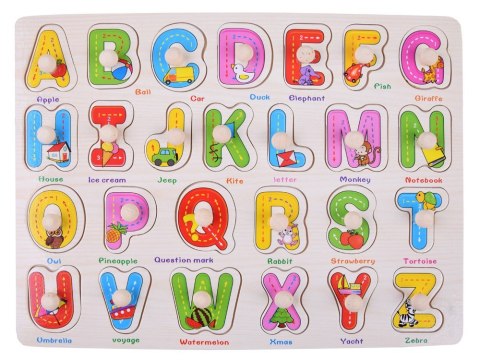 Literki drewniane ABECADŁO drewniane 2w1 + język angielski ZA4751