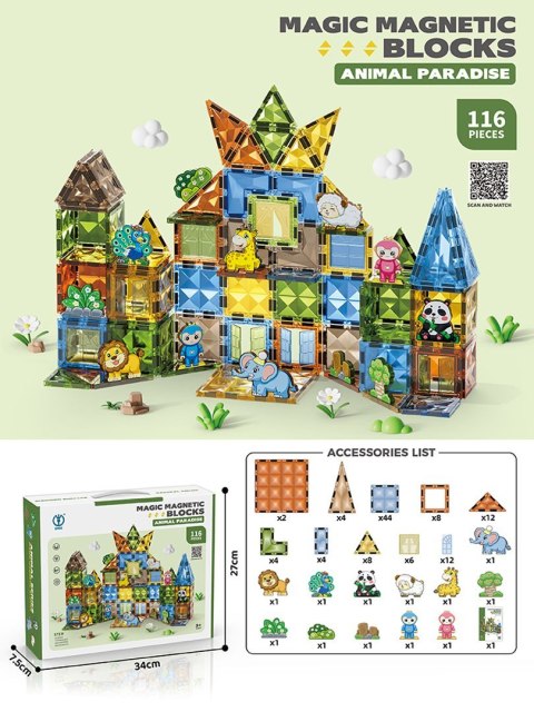 Zestaw Klocków Magnetycznych 116el.
