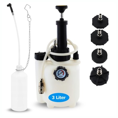 Zestaw do odpowietrzania hamulców 3L z pojemnikiem 1L i 4 adapterami