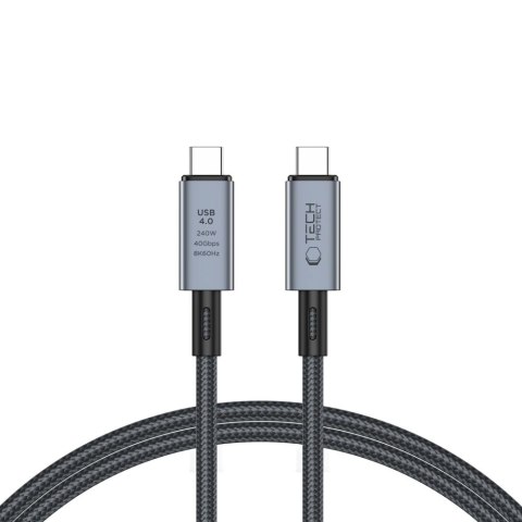Kabel przewód szybki USB-C 4.0 PD 240W 8K 40Gbps 1m - szary