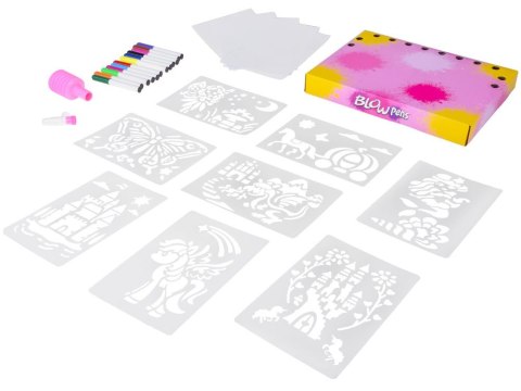 Kreatywny zestaw plastyczny - malowanie pompką pisakami i szablonami ZA5709