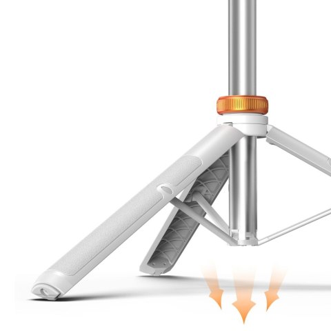 Selfie stick kijek do zdjęć Bluetooth z tripodem pilotem i głowicą 180 do 148cm - biały