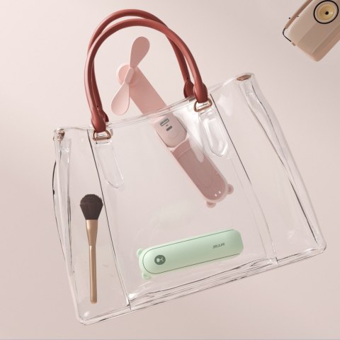 Mini wentylator wiatrak przenośny z funkcją powerbanka latarką USB-A USB-C 2000mAh - zielony