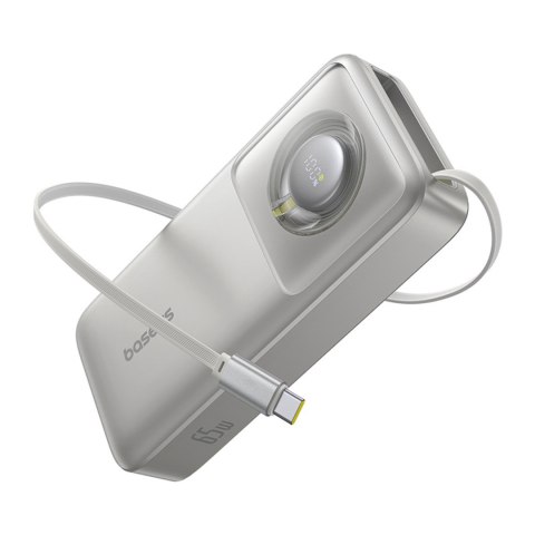 Powerbank 20000mAh 65W ze zwijanym kablem USB-C - szary