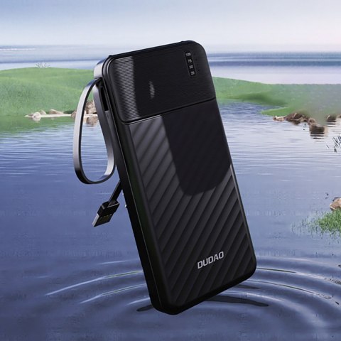 Powerbank K11 10000mAh z wbudowanymi kablami - czarny