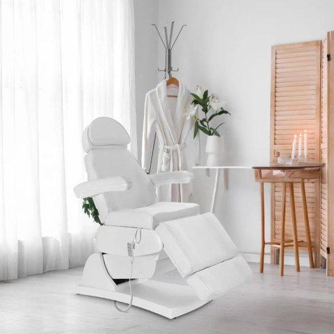Fotel kosmetyczny do tatuażu masażu spa elektryczny 3 silniki 200 W LATINA - biały