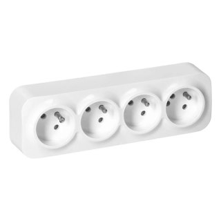 GNIAZDO POCZWÓRNE TODO 2P+Z IP20, BIAŁY