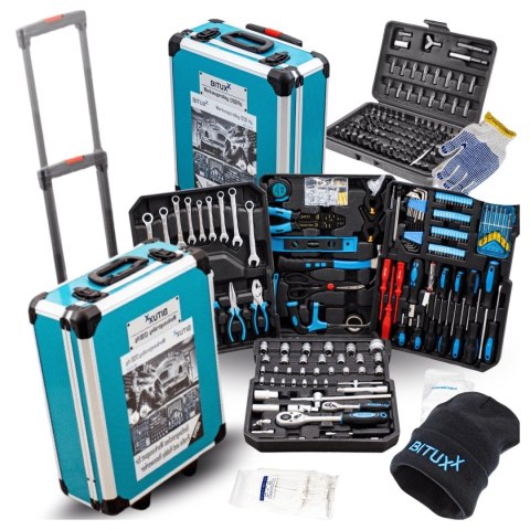 Zestaw Narzędzi 1300 el. Walizka na Kółkach Bity Klucze Nasadki Śrubokręty