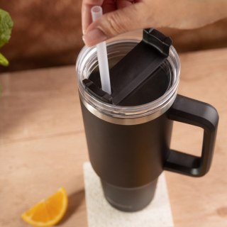 STALOWY KUBEK TERMICZNY TERMOS 1100ml Z RĄCZKĄ I SŁOMKĄ KLAUSBERG KB-7942
