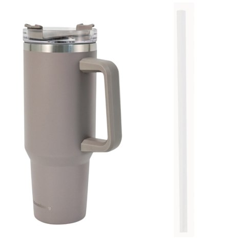 STALOWY KUBEK TERMICZNY TERMOS 1100ml Z RĄCZKĄ I SŁOMKĄ KLAUSBERG KB-7943
