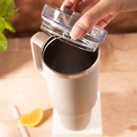 STALOWY KUBEK TERMICZNY TERMOS 1100ml Z RĄCZKĄ I SŁOMKĄ KLAUSBERG KB-7944