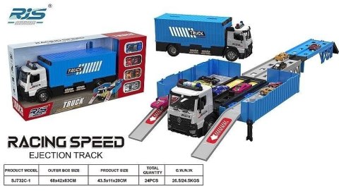 Ciężarówka z rozkładaną naczepą światło dźwięk