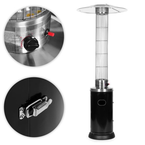 Ogrzewacz parasol gazowy grzejnik 9 kW szklany na ogród patio reduktor wąż pokrowiec MultiGarden