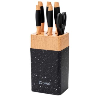 ZESTAW NOŻY KUCHENNYCH W STOJAKU Z OSTRZAŁKĄ E-6267