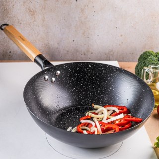 WOK Z POKRYWĄ Z POWŁOKĄ MARMURKOWĄ 30cm KINGHOFF KH-1984